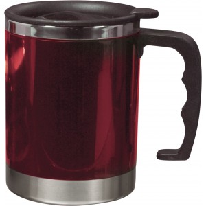 Stainless steel and AS double walled mug Gabi, red (Mugs)