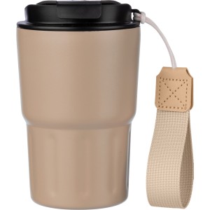 Stainless steel double walled mug Louisa, beige (Glasses)