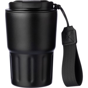 Stainless steel double walled mug Louisa, black (Mugs)