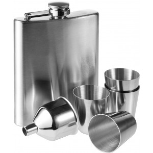 Stainless steel hip flask Brittany, silver (Flasks)