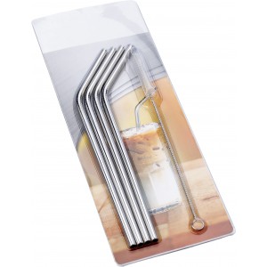 Stainless steel straws Rudy, silver (Metal kitchen equipments)