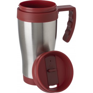 Stainless steel travel mug (420ml), red (Mugs)