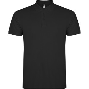 Star short sleeve kids polo, Solid black (Polo short, mixed fiber, synthetic)