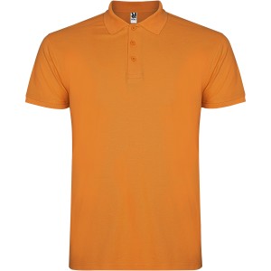 Star short sleeve men's polo, Orange (Polo short, mixed fiber, synthetic)