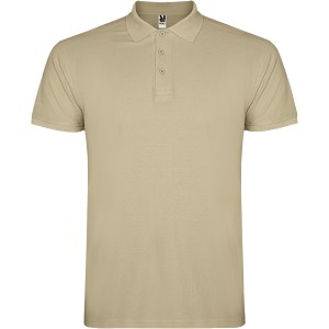 Star short sleeve men's polo, Sand (Polo short, mixed fiber, synthetic)