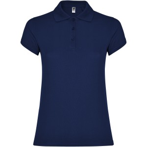 Star short sleeve women's polo, Navy Blue (Polo short, mixed fiber, synthetic)