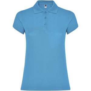 Star short sleeve women's polo, Turquois (Polo short, mixed fiber, synthetic)