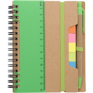 Recycled paper notebook Angela, light green (Sticky notes)