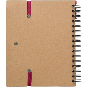 Recycled paper notebook Angela, red (Sticky notes)