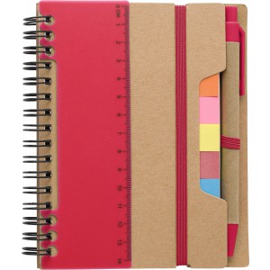 Recycled paper notebook Angela, red (Sticky notes)