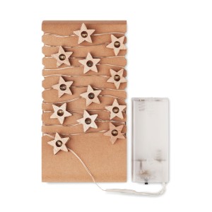 String with 20 star lights, Wood (Decorations)