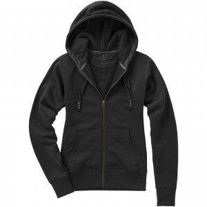 Arora hooded full zip ladies sweater, solid black (Pullovers)
