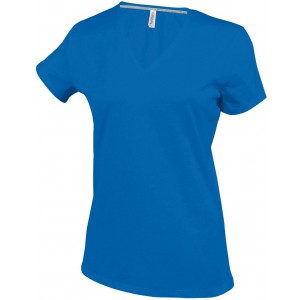 LADIES' SHORT-SLEEVED V-NECK T-SHIRT, Light Royal Blue (T-shirt, 90-100% cotton)