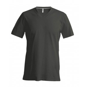 MEN'S SHORT-SLEEVED V-NECK T-SHIRT, Dark Khaki (T-shirt, 90-100% cotton)