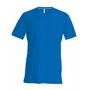 MEN'S SHORT-SLEEVED V-NECK T-SHIRT, Light Royal Blue (T-shirt, 90-100% cotton)