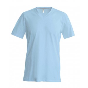 MEN'S SHORT-SLEEVED V-NECK T-SHIRT, Sky Blue (T-shirt, 90-100% cotton)