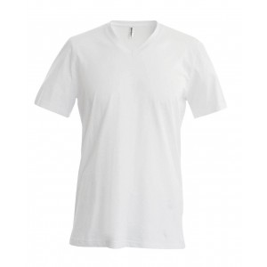 MEN'S SHORT-SLEEVED V-NECK T-SHIRT, White (T-shirt, 90-100% cotton)