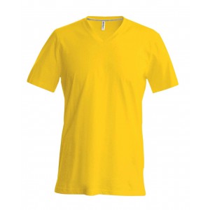MEN'S SHORT-SLEEVED V-NECK T-SHIRT, Yellow (T-shirt, 90-100% cotton)