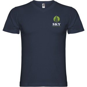 Samoyedo short sleeve men's v-neck t-shirt, Navy Blue (T-shirt, 90-100% cotton)