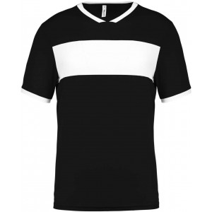 ADULTS' SHORT-SLEEVED JERSEY, Black/White (T-shirt, mixed fiber, synthetic)