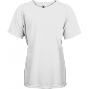 KIDS' SHORT SLEEVED SPORTS T-SHIRT, White (T-shirt, mixed fiber, synthetic)