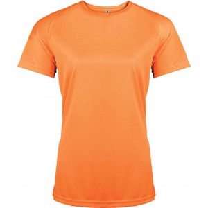 LADIES' SHORT-SLEEVED SPORTS T-SHIRT, Orange (T-shirt, mixed fiber, synthetic)