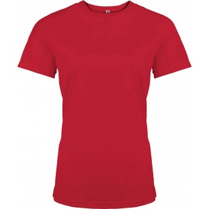 LADIES' SHORT-SLEEVED SPORTS T-SHIRT, Red (T-shirt, mixed fiber, synthetic)