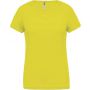 LADIES? V-NECK SHORT SLEEVE SPORTS T-SHIRT, Fluorescent Yellow