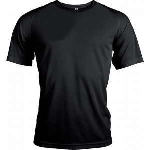 MEN'S SHORT-SLEEVED SPORTS T-SHIRT, Black (T-shirt, mixed fiber, synthetic)
