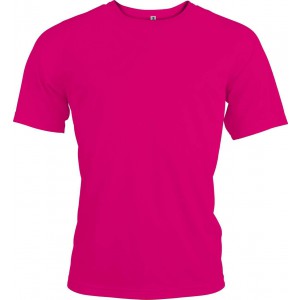 MEN'S SHORT-SLEEVED SPORTS T-SHIRT, Fuchsia (T-shirt, mixed fiber, synthetic)