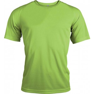 MEN'S SHORT-SLEEVED SPORTS T-SHIRT, Lime (T-shirt, mixed fiber, synthetic)