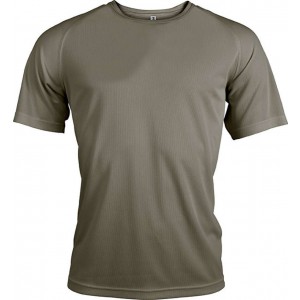 MEN'S SHORT-SLEEVED SPORTS T-SHIRT, Olive (T-shirt, mixed fiber, synthetic)