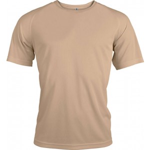 MEN'S SHORT-SLEEVED SPORTS T-SHIRT, Sand (T-shirt, mixed fiber, synthetic)