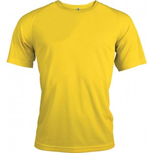 MEN'S SHORT-SLEEVED SPORTS T-SHIRT, True Yellow (T-shirt, mixed fiber, synthetic)