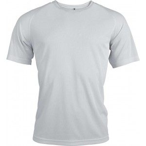 MEN'S SHORT-SLEEVED SPORTS T-SHIRT, White (T-shirt, mixed fiber, synthetic)