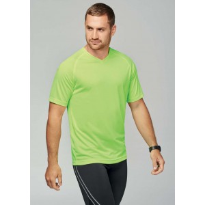 MEN?S V-NECK SHORT SLEEVE SPORTS T-SHIRT, Fine Grey (T-shirt, mixed fiber, synthetic)