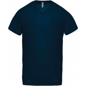 MEN?S V-NECK SHORT SLEEVE SPORTS T-SHIRT, Sporty Navy (T-shirt, mixed fiber, synthetic)