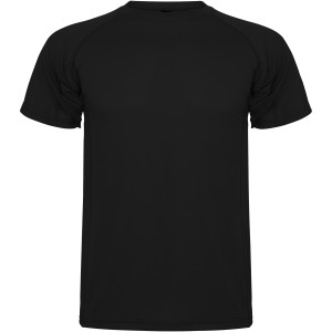 Montecarlo short sleeve kids sports t-shirt, Solid black (T-shirt, mixed fiber, synthetic)