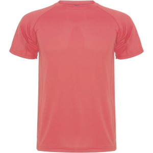 Montecarlo short sleeve men's sports t-shirt, Fluor Coral (T-shirt, mixed fiber, synthetic)
