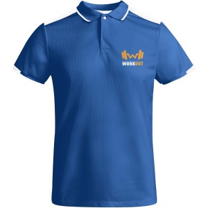 Tamil short sleeve men's sports polo, Royal blue, White (T-shirt, mixed fiber, synthetic)