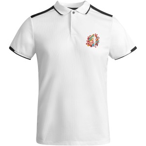 Tamil short sleeve men's sports polo, White, Solid black (T-shirt, mixed fiber, synthetic)