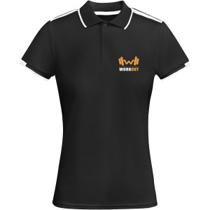 Tamil short sleeve women's sports polo, Solid black, White (T-shirt, mixed fiber, synthetic)