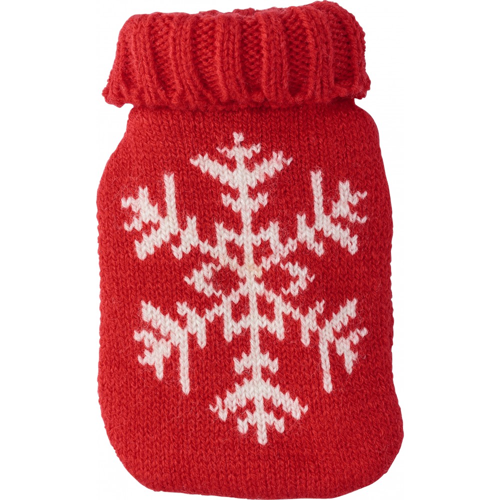 Handwärmer aus PVC mit Strickbezug Maisie, Rot (Thermobeutel)