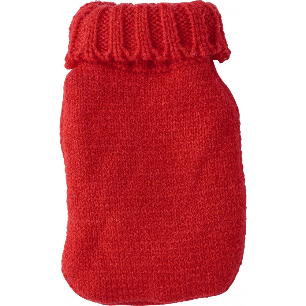 Handwärmer aus PVC mit Strickbezug Maisie, Rot (Thermobeutel)