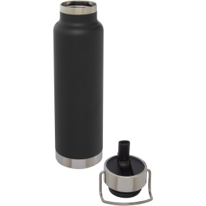 Thor 750 ml Kupfer-Vakuum Sportflasche mit Trinkhalm, schwar (Thermosflaschen)