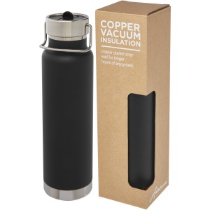Thor 750 ml Kupfer-Vakuum Sportflasche mit Trinkhalm, schwar