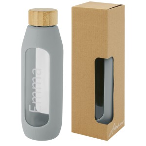 Tidan 600 ml borosilicate glass bottle with silicone grip, G (Water bottles)