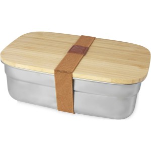 Tite Brotdose aus Edelstahl mit Bambusdeckel, natural, silbe