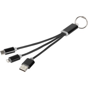 Metal 3-in-1 Ladekabel mit Schlsselanhnger, schwarz