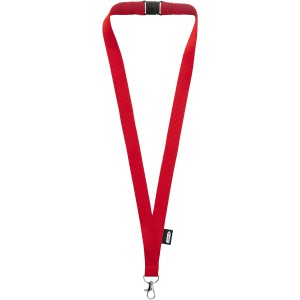 Tom recycled PET lanyard with breakaway closure, Red (Lanyard, armband, badge holder)